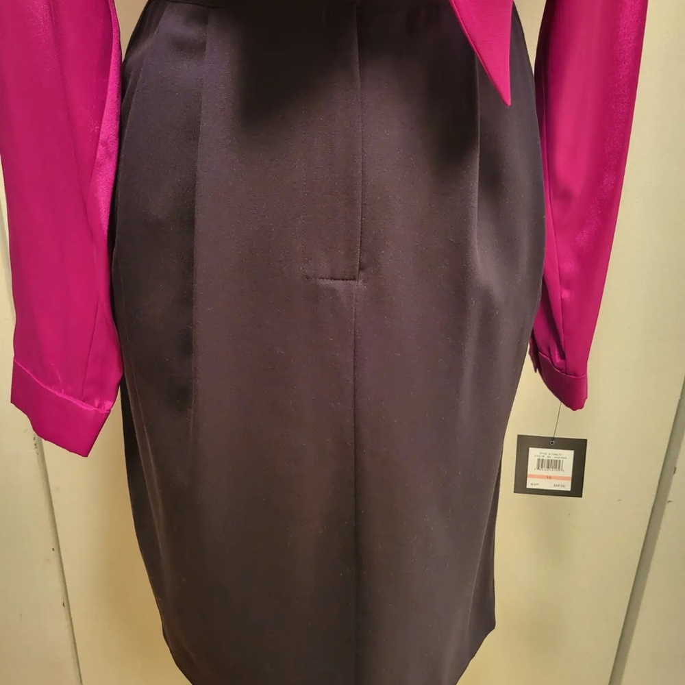 Leslie Fay bow tie top and black skirt dress sz 10 - Picture 4 of 8